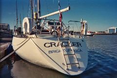 Cracker, at home on her pontoon berth