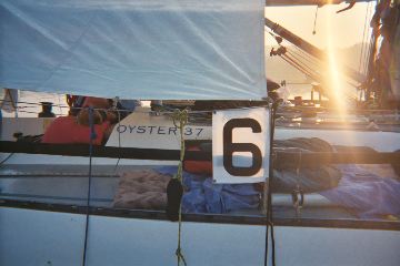 a hot Cowes dawn and half the crew are asleep on deck